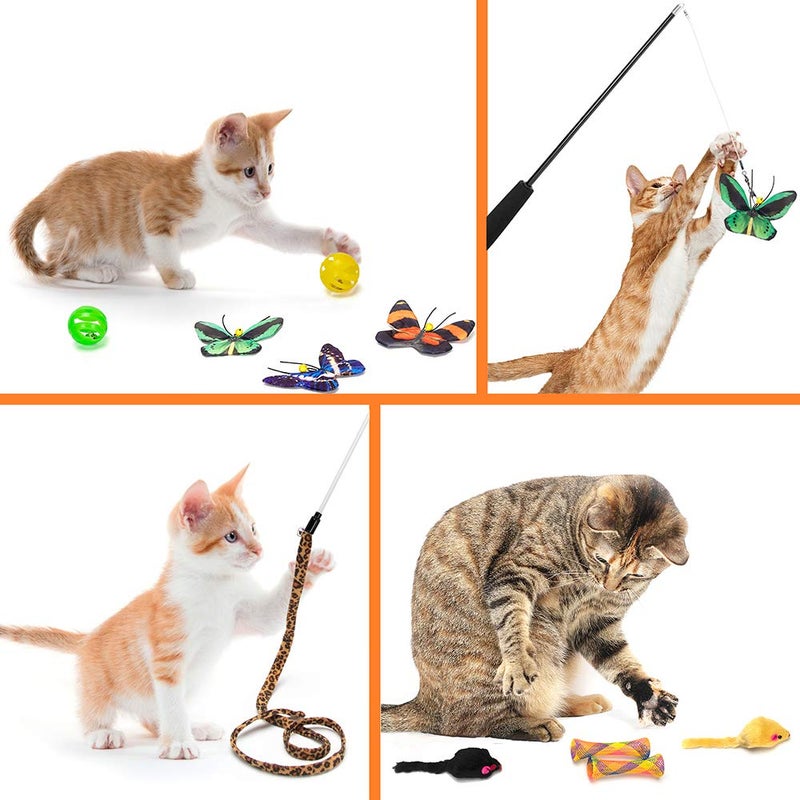 AWOOF Butterfly Cat Wand Cat Toys Set, Realistic Crinkle Catnip Butterflies Kitten Toys with Retractable Interactive Cat Wand 11 PCS Cat Toys for Indoor Cats - Image 5